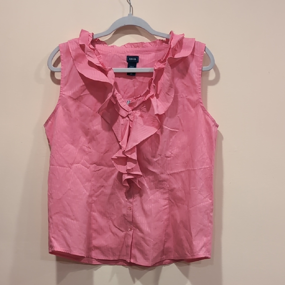 Izod Coral Sleeveless Blouse with Ruffles